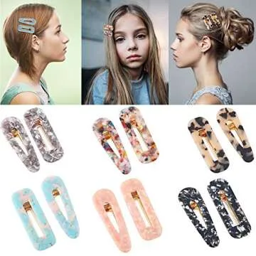 12 Pieces Acrylic Resin Hair Clips Geometric Alligator Hair Clips Colorful Acrylic Barrettes For Wom...