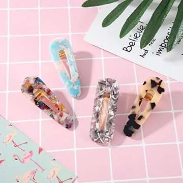 12 Pieces Acrylic Resin Hair Clips Geometric Alligator Hair Clips Colorful Acrylic Barrettes For Women Teen Girls Hair Accessories