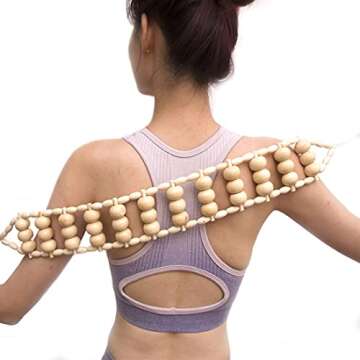 Wood Back Massage Roller Rope, Wood Therapy Cellulite Self Massage Tools for Back Neck Leg Pain Reli...