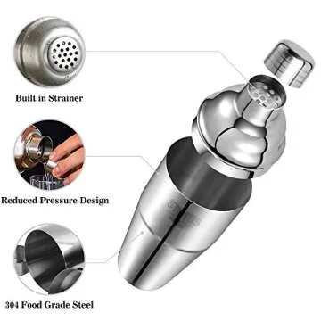 Cocktail Shaker, STNTUS Cocktail Shakers, 25 oz Martini Shaker, Stainless Steel Drink Shaker, Drink Mixer, Martini Shaker and Strainer, Cocktail Shaker Set, Shakers Bartending, Bar Set, 2 Piece