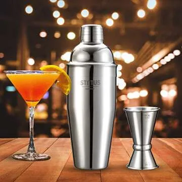 Cocktail Shaker, STNTUS Cocktail Shakers, 25 oz Martini Shaker, Stainless Steel Drink Shaker, Drink Mixer, Martini Shaker and Strainer, Cocktail Shaker Set, Shakers Bartending, Bar Set, 2 Piece