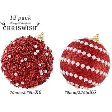 ChrisWish Red Christmas Ball Ornaments, Christmas Ball Decorations Shatterproof Plastic Hanging Pear...