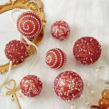 ChrisWish Red Christmas Ball Ornaments, Christmas Ball Decorations Shatterproof Plastic Hanging Pearl Balls for Holiday Party(70mm/2.76", 12ct)