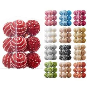 ChrisWish Red Christmas Ball Ornaments, Christmas Ball Decorations Shatterproof Plastic Hanging Pearl Balls for Holiday Party(70mm/2.76", 12ct)