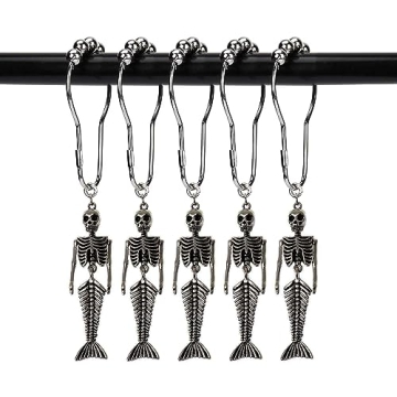 ZILucky 12Pcs Mermaid Skeleton Shower Curtain Hooks - Halloween Decorative Home Bathroom Decor Rustp...