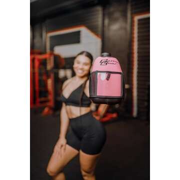 Gallon Gear 1 GALLON LARGE WATER BOTTLE SLEEVE COMBO | BPA FREE PLASTIC REUSABLE WATER JUG | HYDRATION WATER BOTTLE FOR MEN & WOMEN | GYM, SPORTS, TRAING & FITNESS (BLACK/PINK)