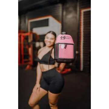 Gallon Gear 1 GALLON LARGE WATER BOTTLE SLEEVE COMBO | BPA FREE PLASTIC REUSABLE WATER JUG | HYDRATION WATER BOTTLE FOR MEN & WOMEN | GYM, SPORTS, TRAING & FITNESS (BLACK/PINK)