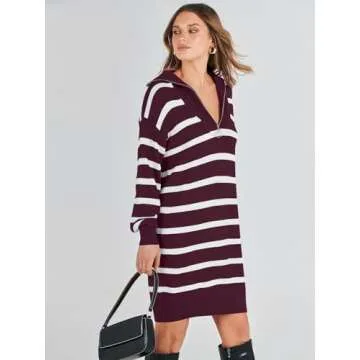ANRABESS Women's Striped Sweater Dress - Cozy & Stylish