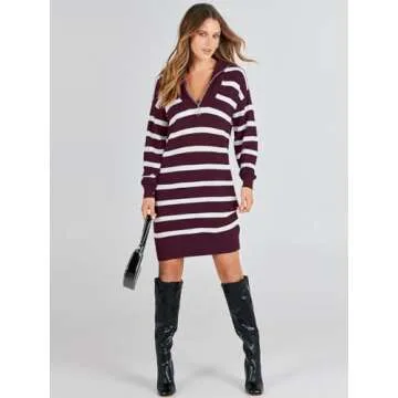 ANRABESS Women's Striped Sweater Dress - Cozy & Stylish