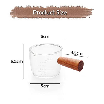 1 Pack Espresso Shot Glass 75ML Triple Pitcher Barista Single Spouts With Wood Handle By BCnmviku