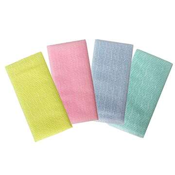 Premium Exfoliating Washcloth Towel(4 Color) Korean Loofah Bath Sponge Long Back Scrubber African Bath Sponge African Long Net for Shower/It Becomes Softer as You use.by NOPIGO