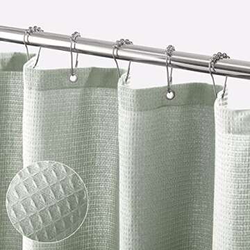 mDesign Waffle Knit Shower Curtain Luxury Bath Curtain