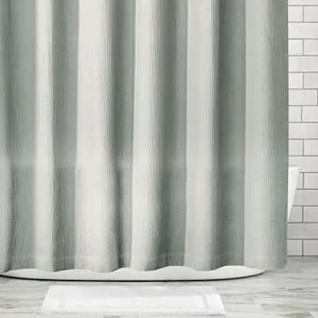 mDesign Waffle Knit Shower Curtain Luxury Bath Curtain
