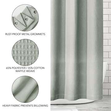 mDesign Waffle Knit Shower Curtain Luxury Bath Curtain
