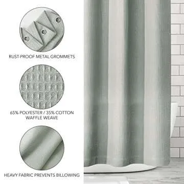 mDesign Waffle Knit Shower Curtain Luxury Bath Curtain