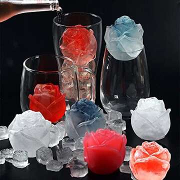 MEMOVAN 3D Flower Silicone Soap Mold 4pcs 3D Rose Flower Silicone Fondant Mold Bloom Rose Shape Resin Candle Mold for Cake Decoration Chocolate Handmade Soap Candy Making Clay Lotion Bar Wax DIY Craft