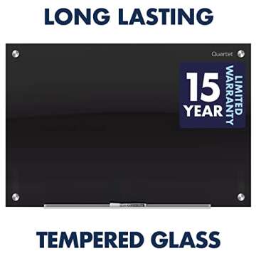 Quartet Glass Whiteboard, Magnetic Dry Erase White Board, 36" x 24", Black Surface, Infinity (G3624B)