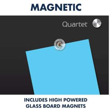 Quartet Glass Whiteboard, Magnetic Dry Erase White Board, 36" x 24", Black Surface, Infinity (G3624B)