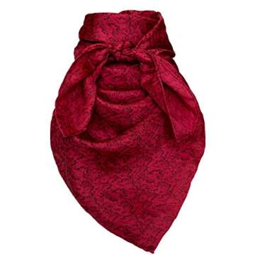 Wyoming Traders Frontier Calico Cowboy Wild Rag 100% Silk Scarf Bandana Multiple Colors 42" (Red #6)