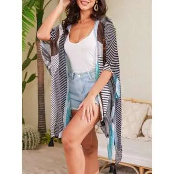 Moss Rose Beach Vacation Clothes for Women Kimono Cover ups Swim Cover up Bohemian Swimsuit Wear
