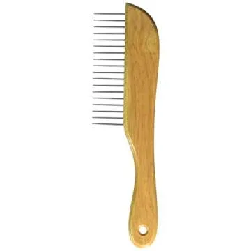 OmniPet Wooden Handle Comb for Grooming Long Haired Cats & dogs - Pet Detangler Brush for Long & Cur...