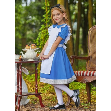 BesserBay Girls Halloween Ruffle Dress with Apron