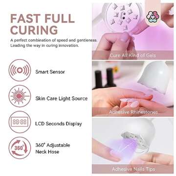 SAVILAND Cordless Nail Lamp - Fast Gel Curing LED Light