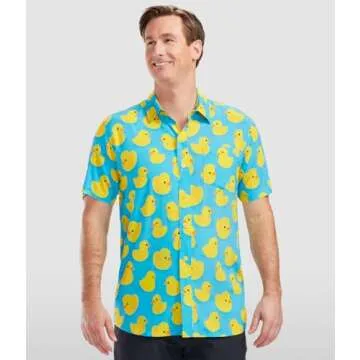 Tipsy Elves Men's Vacation Rubber Ducky Hawaiian Shirt for Summer Fun