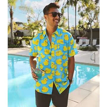 Tipsy Elves Men's Rubber Ducky Hawaiian Shirt Size Large