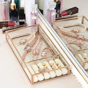 HANGOOD Metal Decorative Jewelry Tray for Stylish Organization