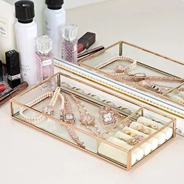 HANGOOD Metal Decorative Jewelry Tray for Stylish Organization