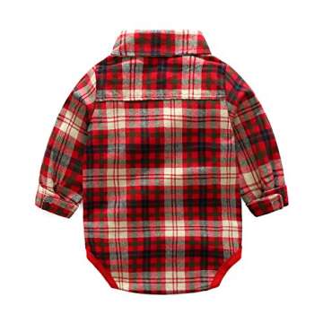 Kimocat Baby Boy Casual Suit 2pcs Cotton Long Sleeve Plaid Button-Down Shirt Pant Outfits Clothes Set (2/3Y)