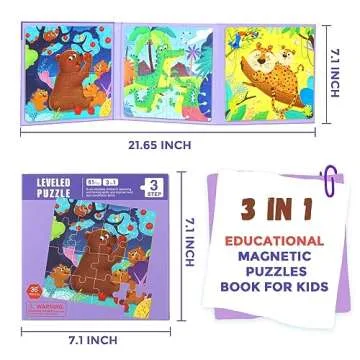 Magnetic Puzzles for Kids Ages 3-5, 3 in 1 Toddlers Animal Magnetic Jigsaw Puzzle, Kids Travel Puzzles Toys, Preschool Learning Toy for Kids 3-8 Year (Animal Forest)