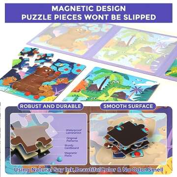 Magnetic Puzzles for Kids Ages 3-5, 3 in 1 Toddlers Animal Magnetic Jigsaw Puzzle, Kids Travel Puzzles Toys, Preschool Learning Toy for Kids 3-8 Year (Animal Forest)