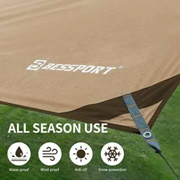 Bessport Camping Tarp, 16x9.8FT Waterproof & Lightweight