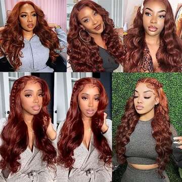 Zhuomei BEAUTY Reddish Brown Lace Front Wigs Human Hair 200% Density Body Wave Reddish Brown Wig Human Hair 13x4 Transparent HD Lace Frontal Human Hair Wigs 24 inch Glueless Wig Human Hair