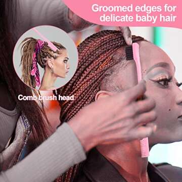 SWEET VIEW Hair Crochet Hooks Set - 2 Crochet Needles, Edge Brush, Bristle Brush, Rat Tail Comb, 3 Gator Clips for Passion Twist Hair Extensions