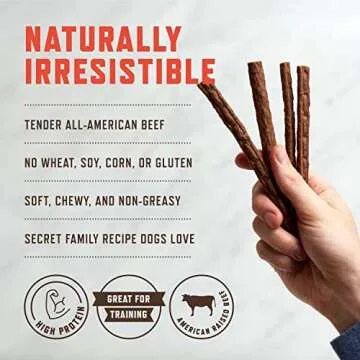 Rocco & Roxie Dog Treats for Small, Medium & Large Breed - Soft Treats for Senior Dogs & Puppies - Beef Jerky Dog Sticks - Best Dog Training Puppy Treats & Snacks for Happy, Healthy Dogs - 1lb
