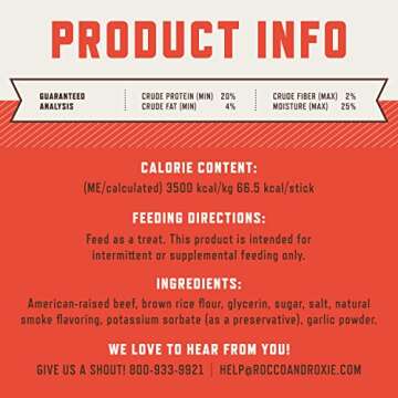 Rocco & Roxie Dog Treats for Small, Medium & Large Breed - Soft Treats for Senior Dogs & Puppies - Beef Jerky Dog Sticks - Best Dog Training Puppy Treats & Snacks for Happy, Healthy Dogs - 1lb