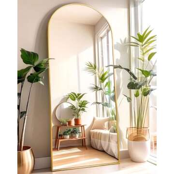 KOMCOTE Arch Mirror Full Length, Floor Length Mirror, Arched Floor Mirror, 71"x27" Wall Mirror Full Length, Gold Floor Mirror, Bedroom Mirror Full Length, Stand up Mirror for Living Room, Gold