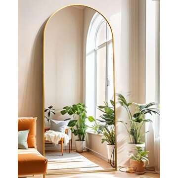 KOMCOTE Arch Mirror Full Length, Floor Length Mirror, Arched Floor Mirror, 71"x27" Wall Mirror Full Length, Gold Floor Mirror, Bedroom Mirror Full Length, Stand up Mirror for Living Room, Gold
