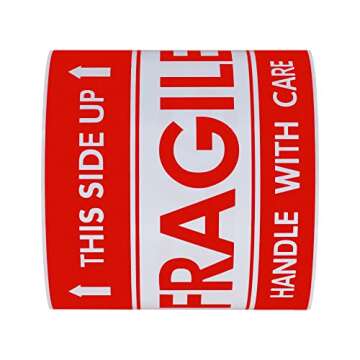 Hybsk This Side Up Fragile Stickers 3x5 inch Handle with Care Shipping and Packing Warning Adhesive Label 100 Per Roll (3x5 inch)