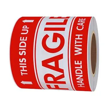 Hybsk This Side Up Fragile Stickers 3x5 inch Handle with Care Shipping and Packing Warning Adhesive Label 100 Per Roll (3x5 inch)