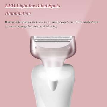 Akunbem Electric Shaver for Women for Legs Bikini Trimmer Electric Razors for Women Underarm Public Hairs Rechargeable Womens Shaver Wet Dry Use Painless Cordless with Detachable Head (Pink)