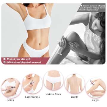 Akunbem Electric Shaver for Women for Legs Bikini Trimmer Electric Razors for Women Underarm Public Hairs Rechargeable Womens Shaver Wet Dry Use Painless Cordless with Detachable Head (Pink)