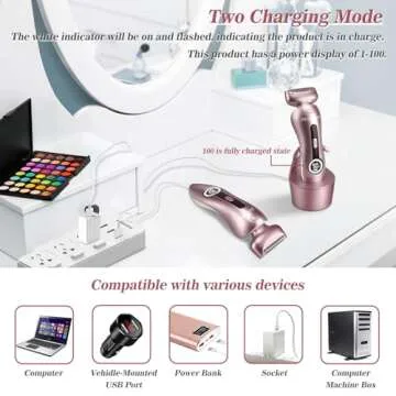 Akunbem Electric Shaver for Women for Legs Bikini Trimmer Electric Razors for Women Underarm Public Hairs Rechargeable Womens Shaver Wet Dry Use Painless Cordless with Detachable Head (Pink)