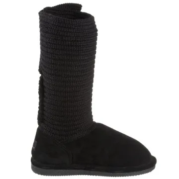 BEARPAW Women's Black Cable Knit Boot - Size 10 M US