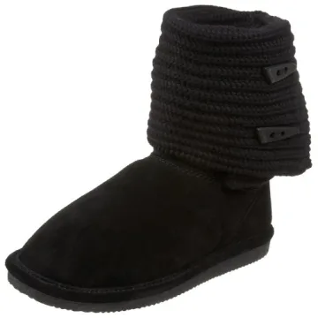 BEARPAW Women's Black Cable Knit Boot - Size 10 M US