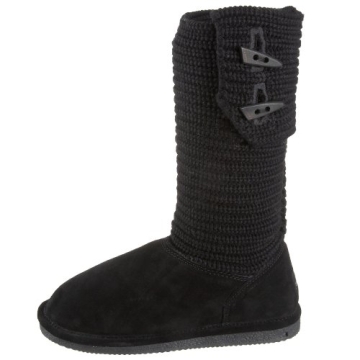 BEARPAW Women's Black Cable Knit Boot - Size 10 M US