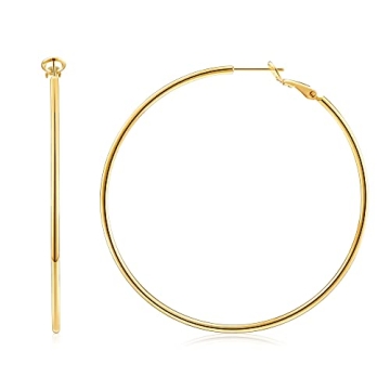 Gacimy Large Gold Hoop Earrings for Women 14K Gold Plated